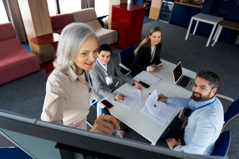 equipo de trabajo reunidos